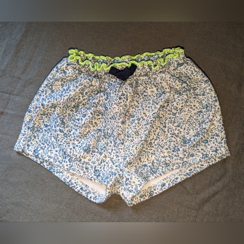 Zara Floral Print Shorts with Neon Green Trim